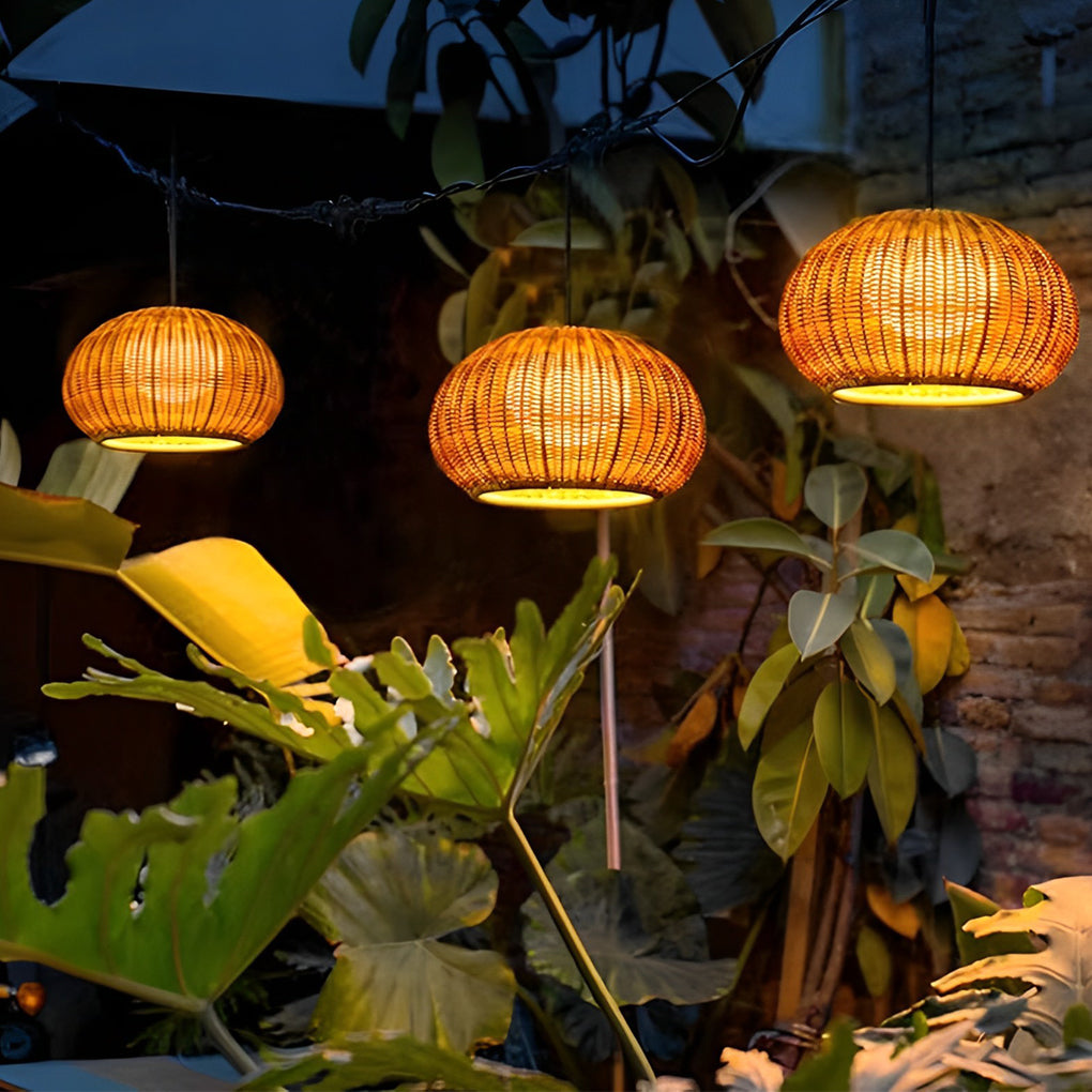 Outdoor Rattan Hanging Light for Balcony, Patio
