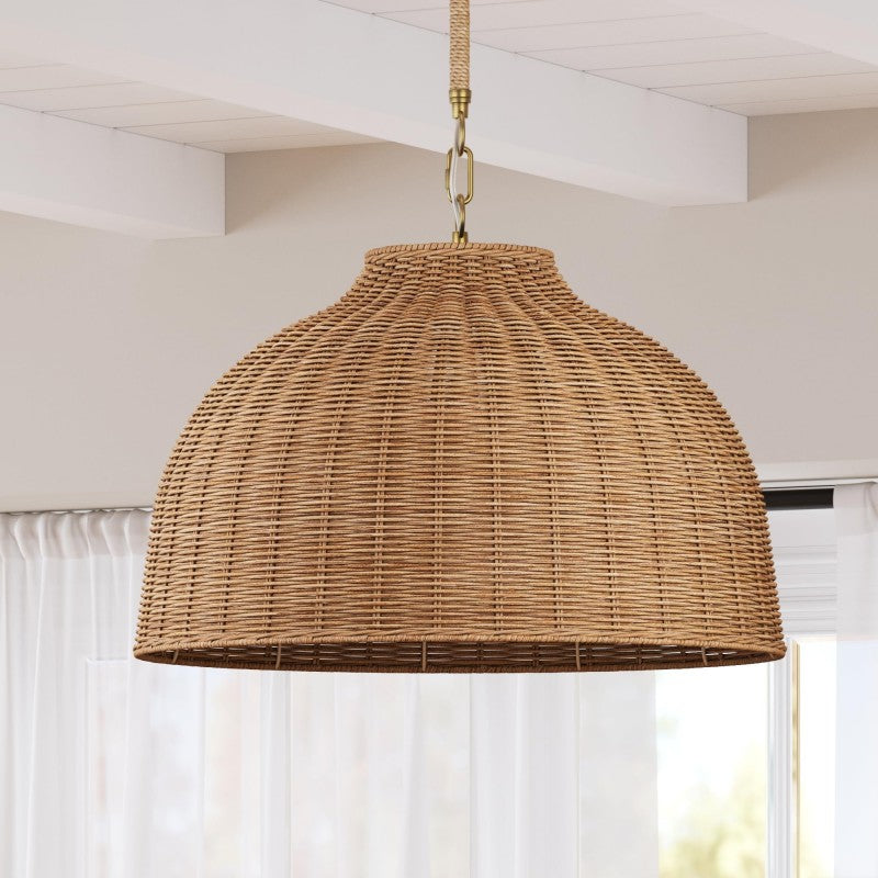 Coastal Boho Woven Rattan Pendant Light