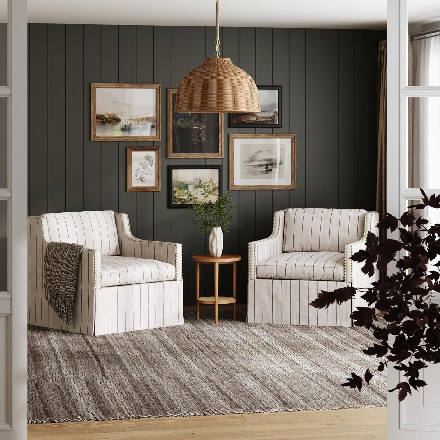 Coastal Boho Woven Rattan Pendant Light