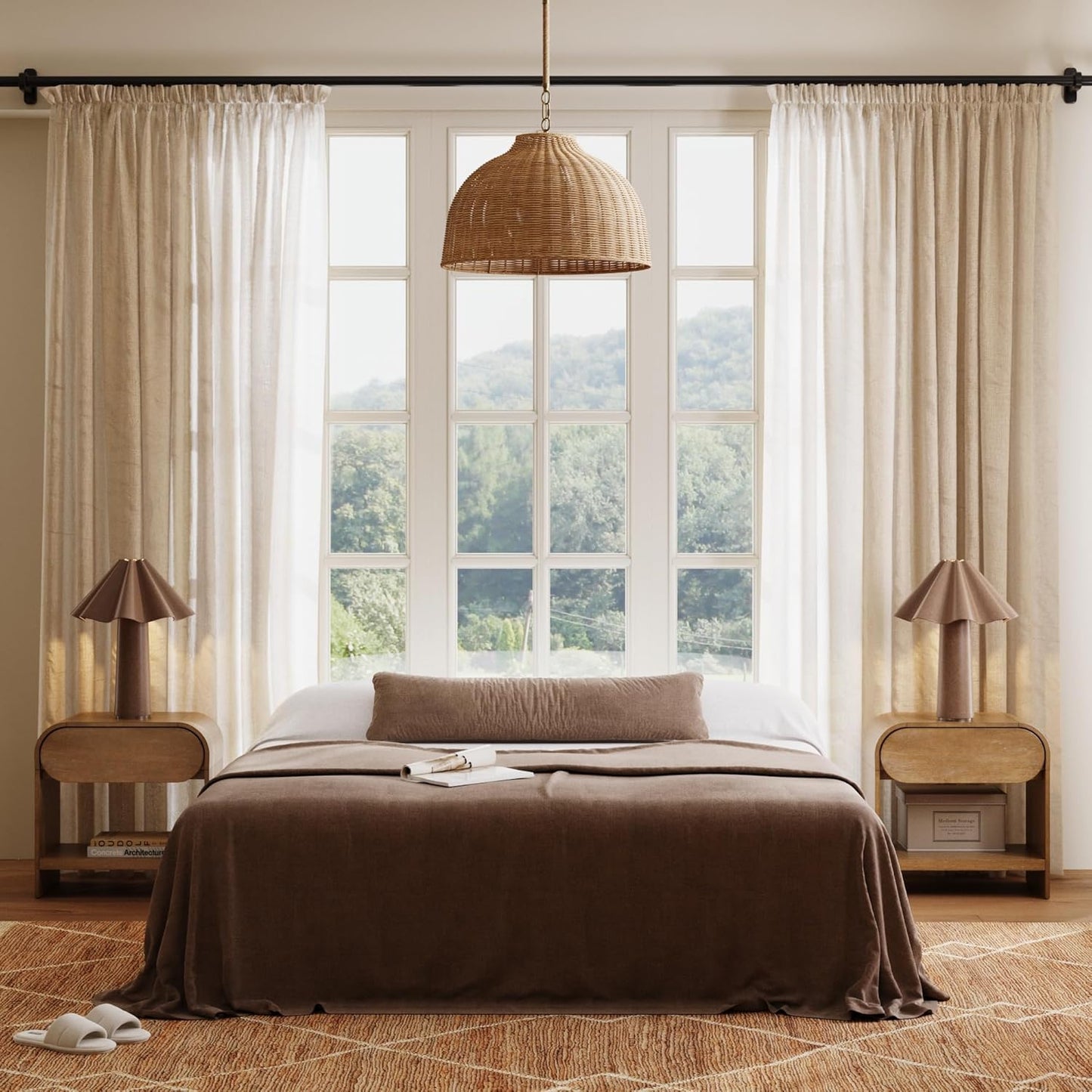 Coastal Boho Woven Rattan Pendant Light