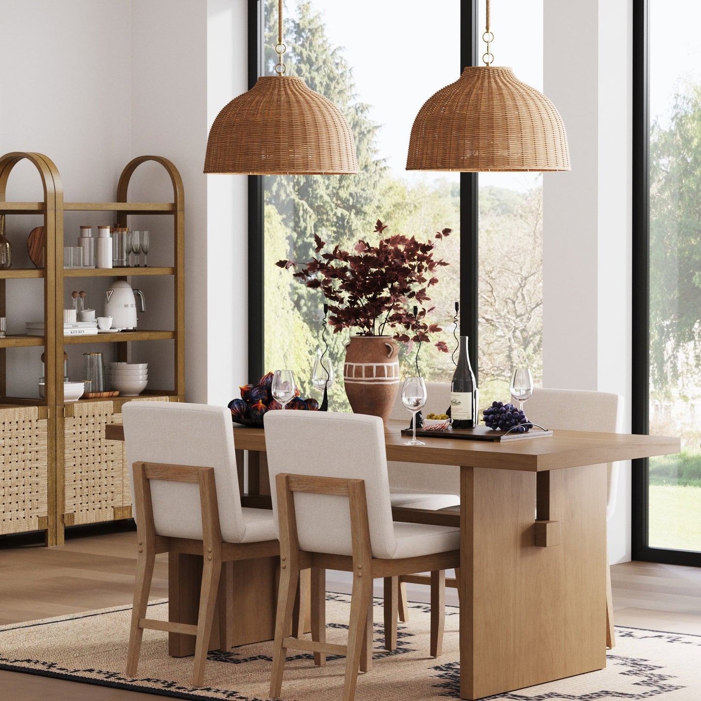 Coastal Boho Woven Rattan Pendant Light