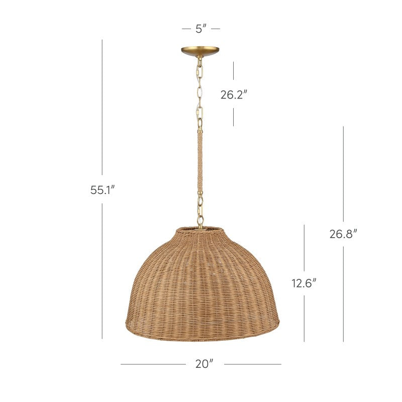 Coastal Boho Woven Rattan Pendant Light