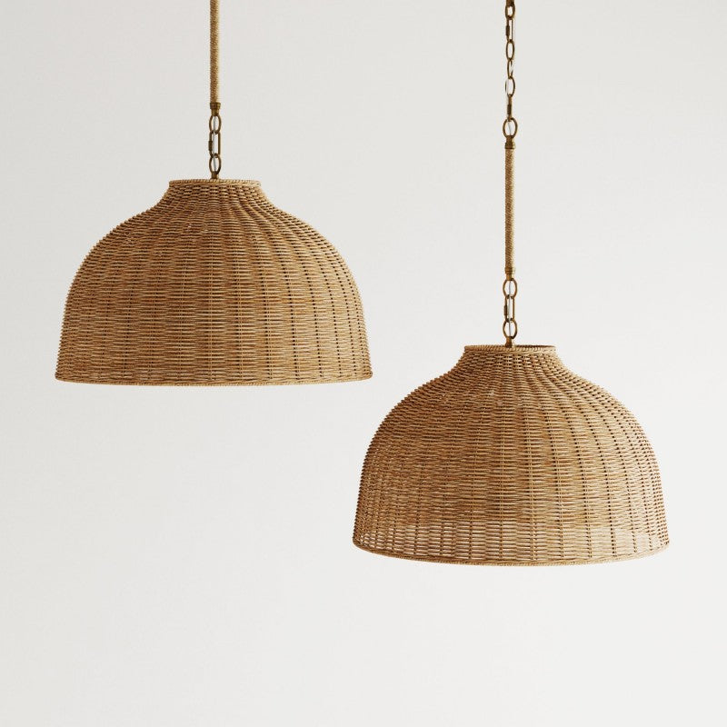 Coastal Boho Woven Rattan Pendant Light