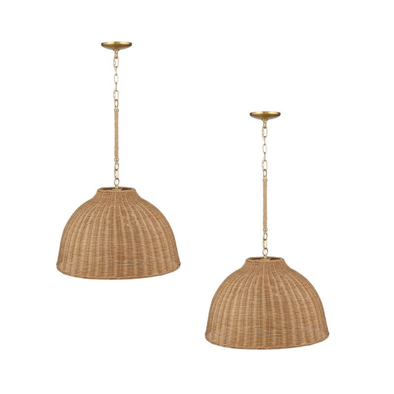 Coastal Boho Woven Rattan Pendant Light