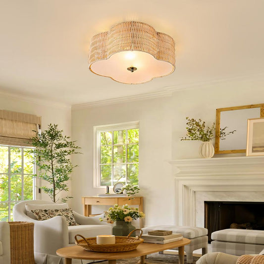 Coastal Style Handwoven Rattan Ceiling Light
