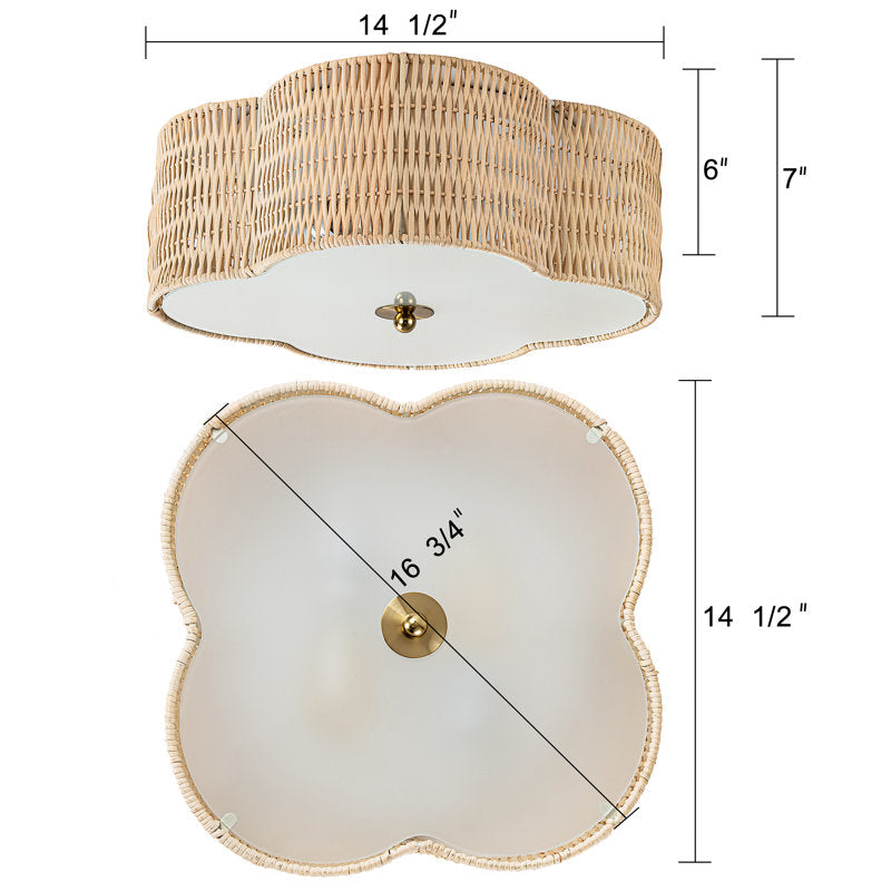 Coastal Style Handwoven Rattan Ceiling Light