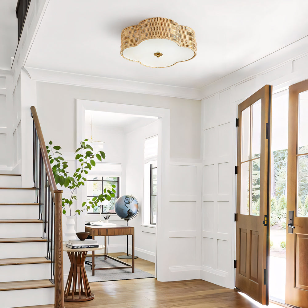 Coastal Style Handwoven Rattan Ceiling Light