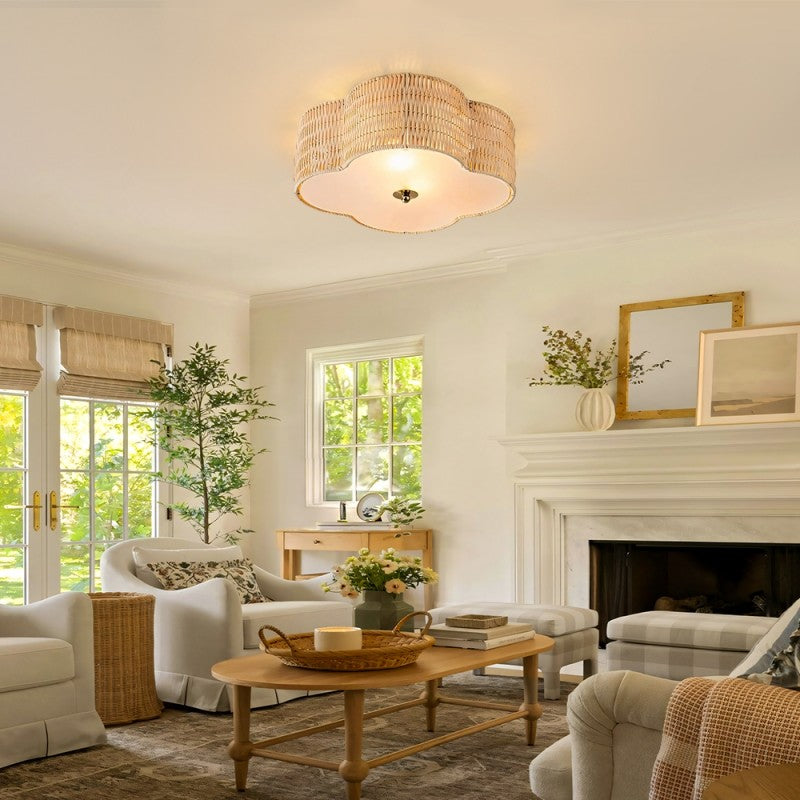 Coastal Style Handwoven Rattan Ceiling Light