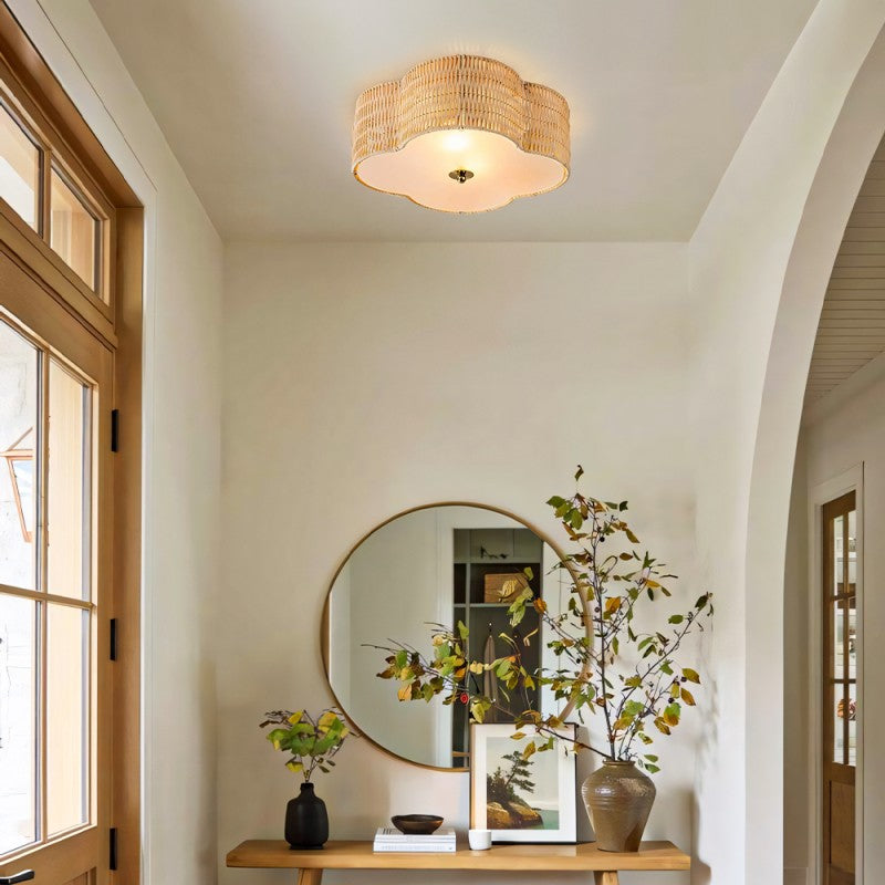 Coastal Style Handwoven Rattan Ceiling Light