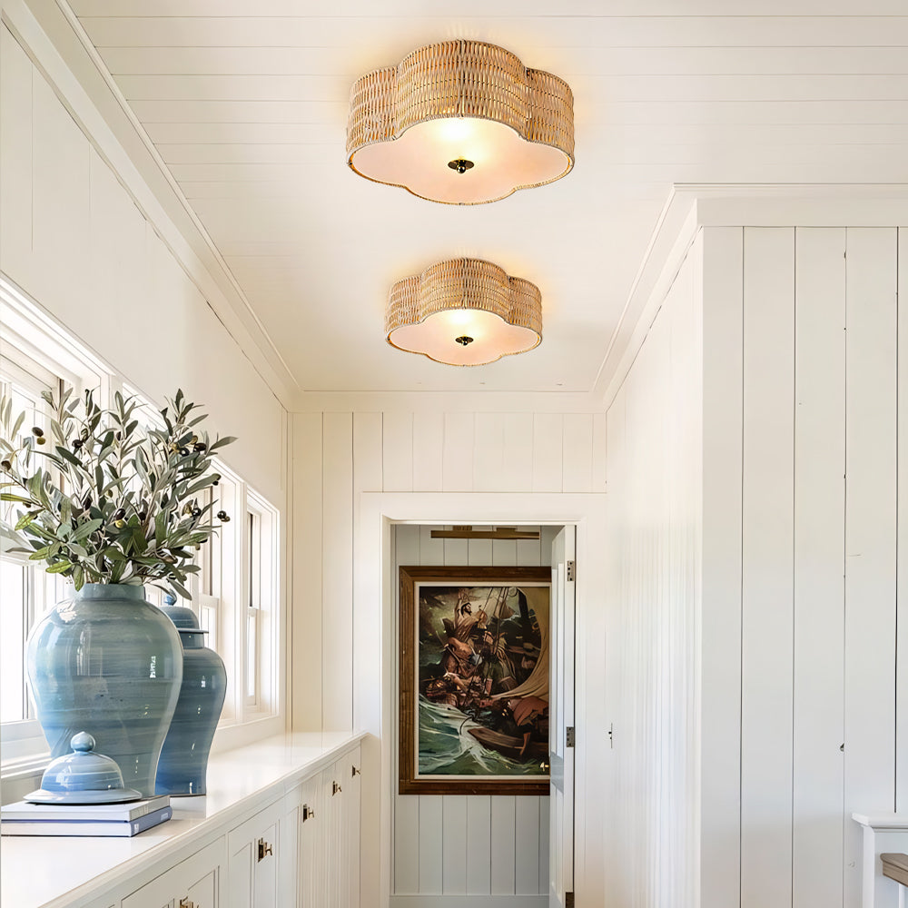 Coastal Style Handwoven Rattan Ceiling Light