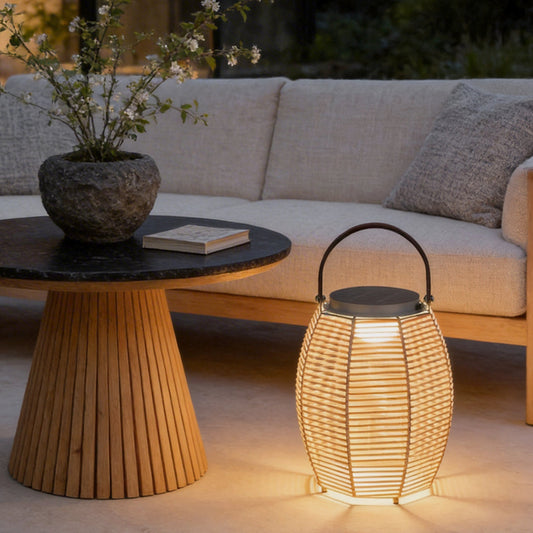 Outdoor Rattan Lanterns Portable LED Waterproof Solar Light