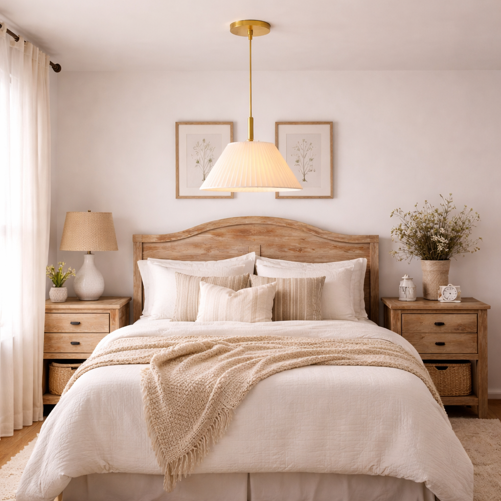Pleated Fabric Cone Pendant Light