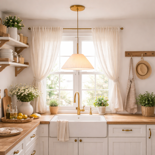 Pleated Fabric Cone Pendant Light