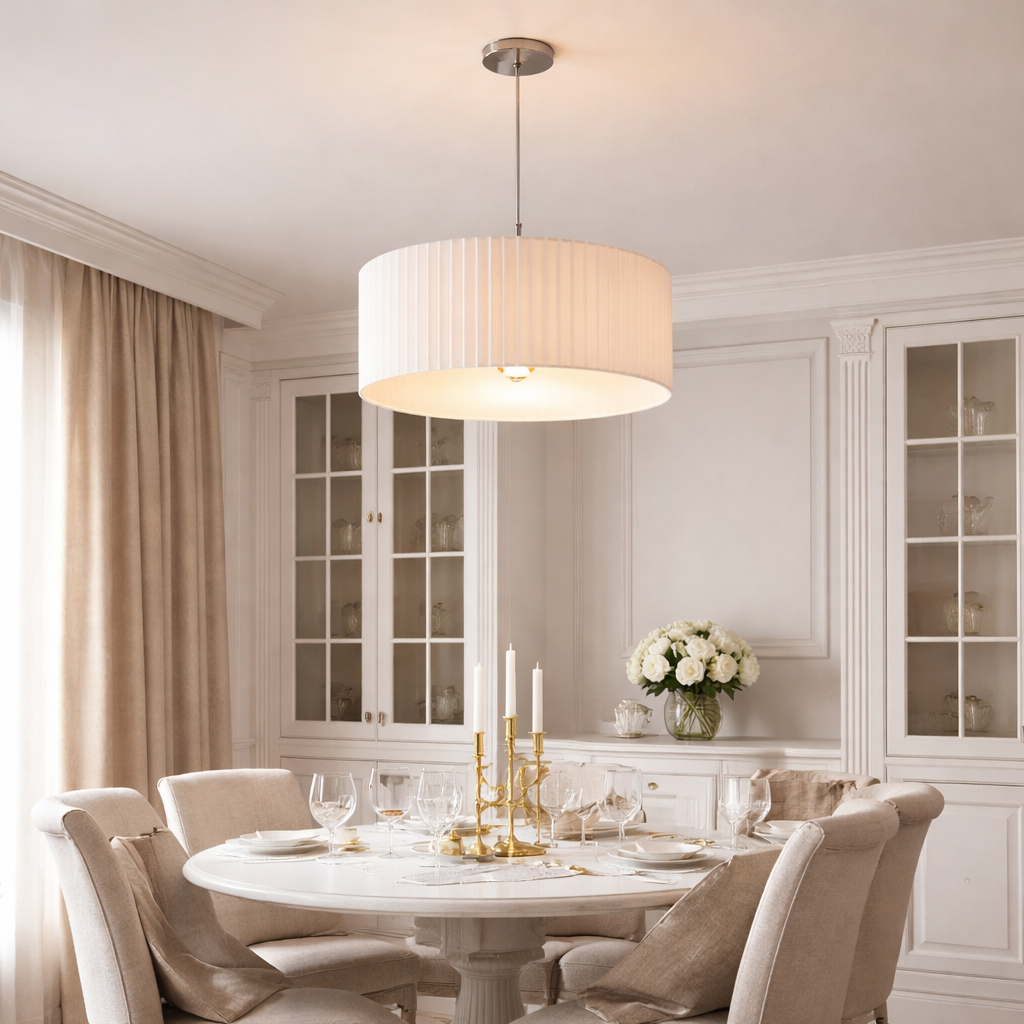 Pleated Fabric Drum Pendant Light