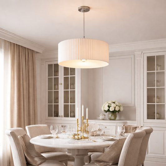 Pleated Fabric Drum Pendant Light