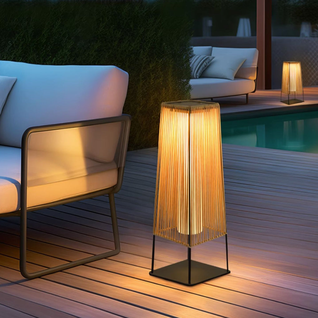 Rattan Outdoor Post Light