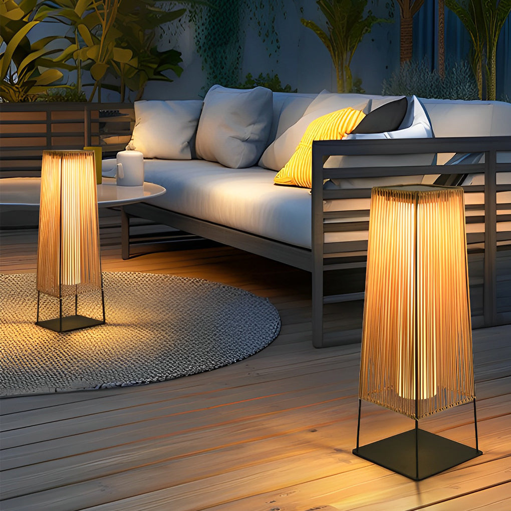 Rattan Outdoor Post Light