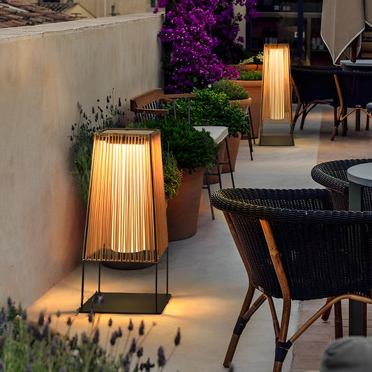 Rattan Outdoor Post Light