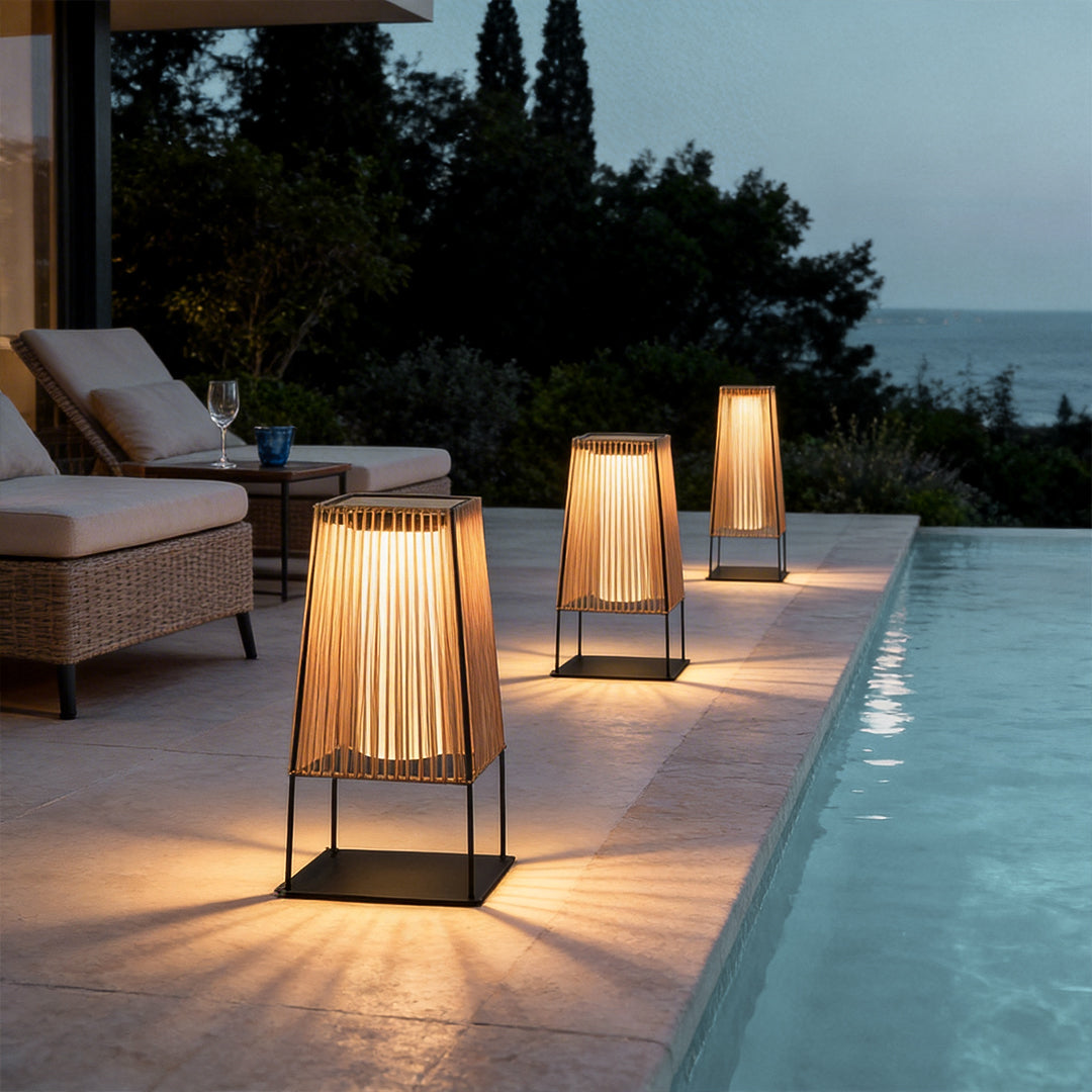 Rattan Outdoor Post Light