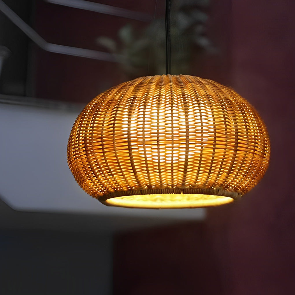 Outdoor Rattan Hanging Light for Balcony, Patio