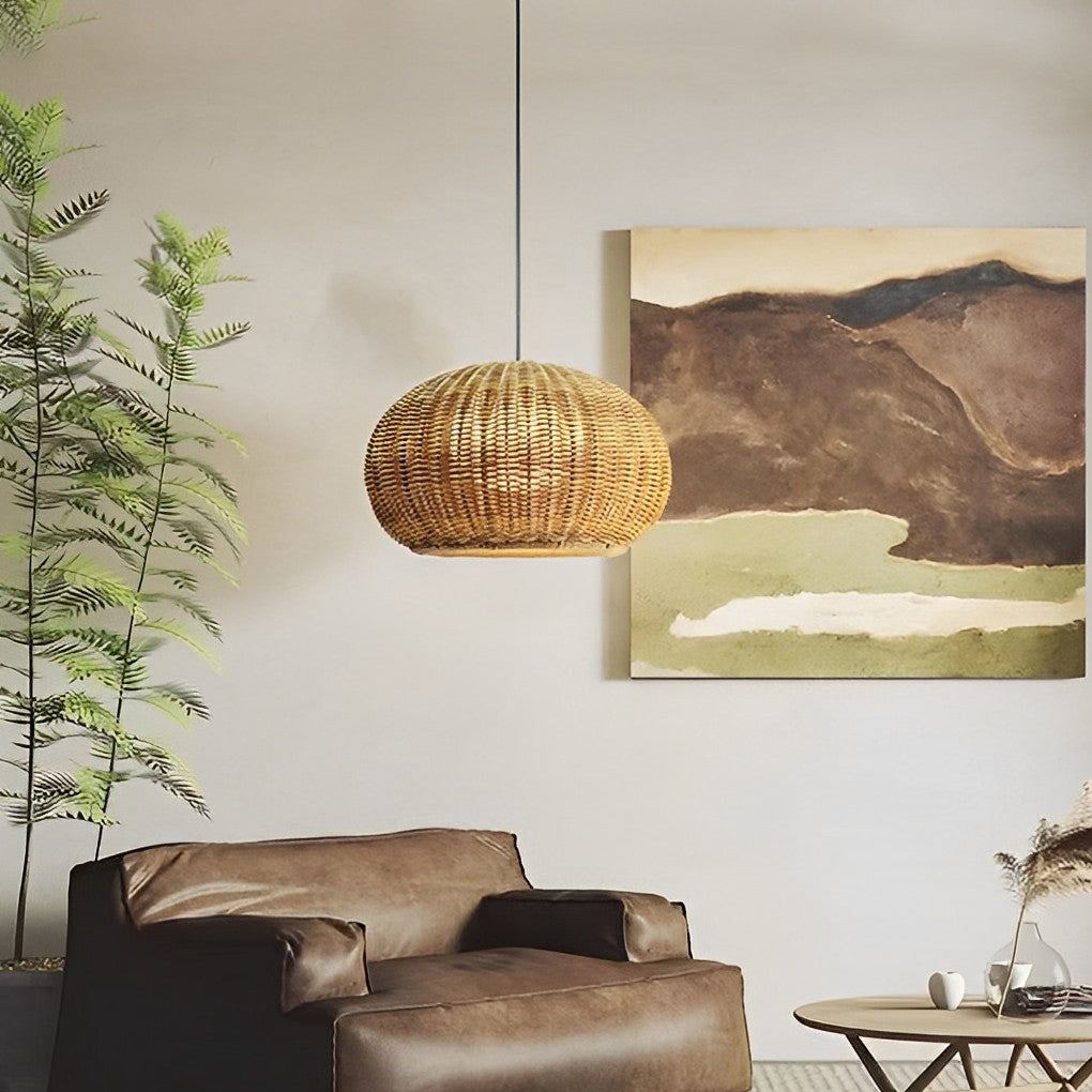 Outdoor Rattan Hanging Light for Balcony, Patio