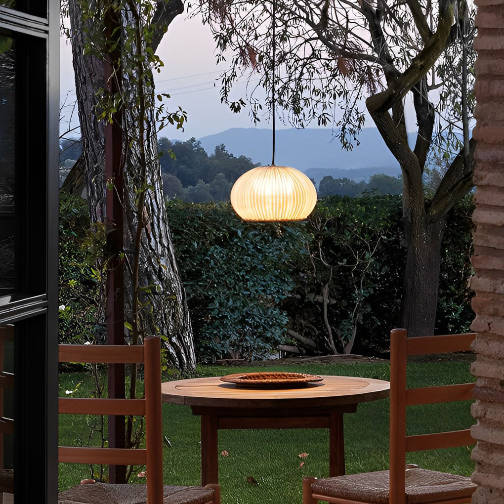 Outdoor Rattan Hanging Light for Balcony, Patio