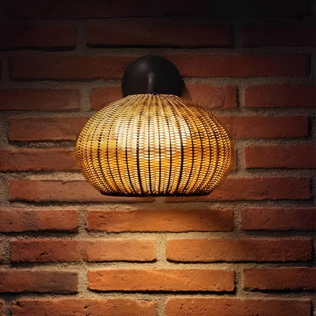 Outdoor Rattan Hanging Light for Balcony, Patio
