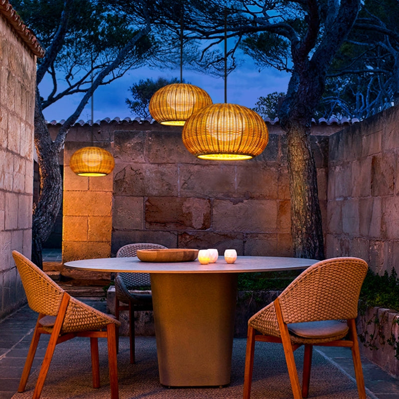 Outdoor Rattan Hanging Light for Balcony, Patio