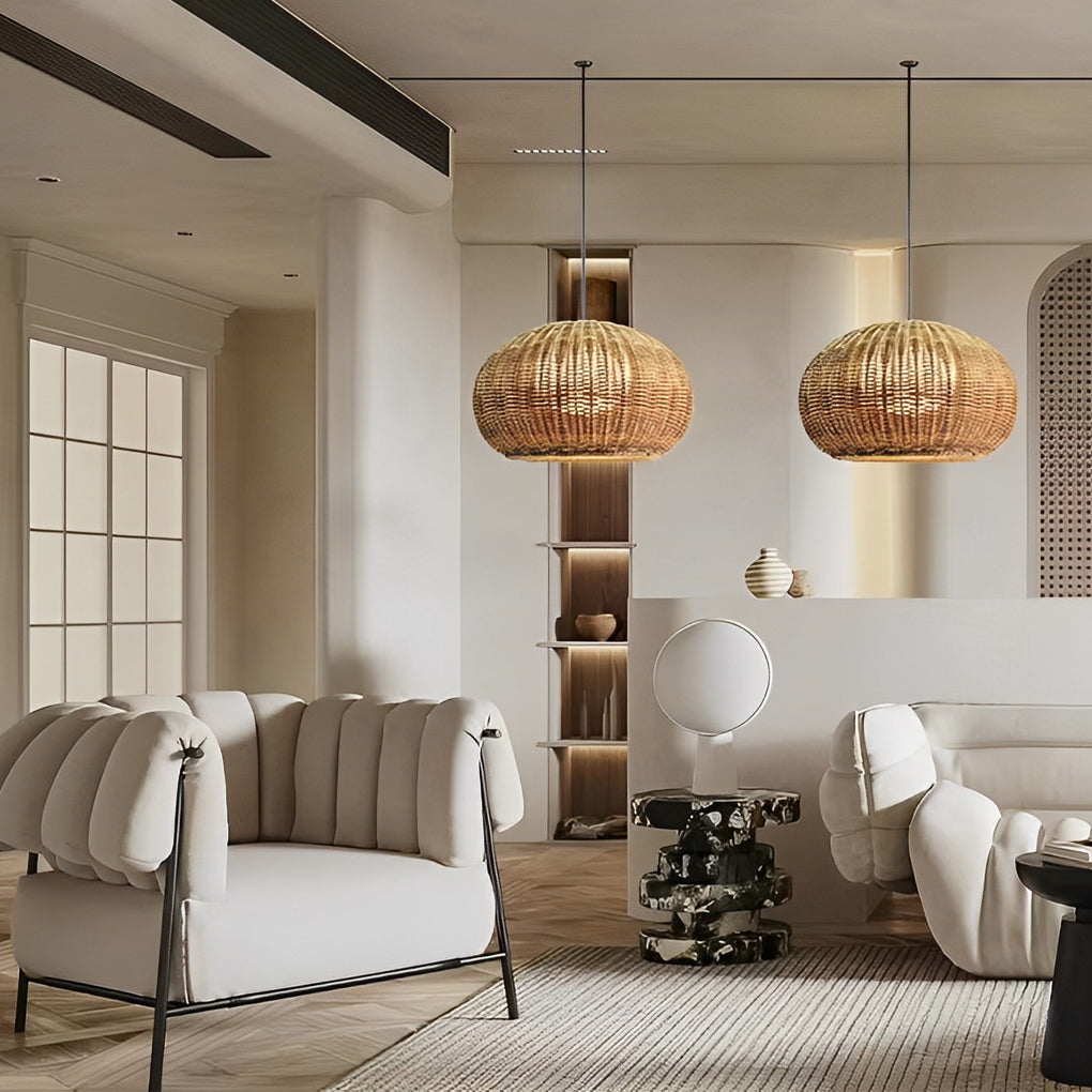 Outdoor Rattan Hanging Light for Balcony, Patio